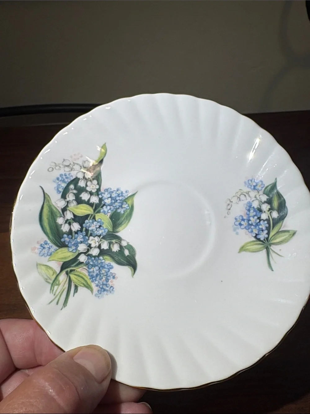 Rosina teacup and saucer fine bone china made in England gold rims